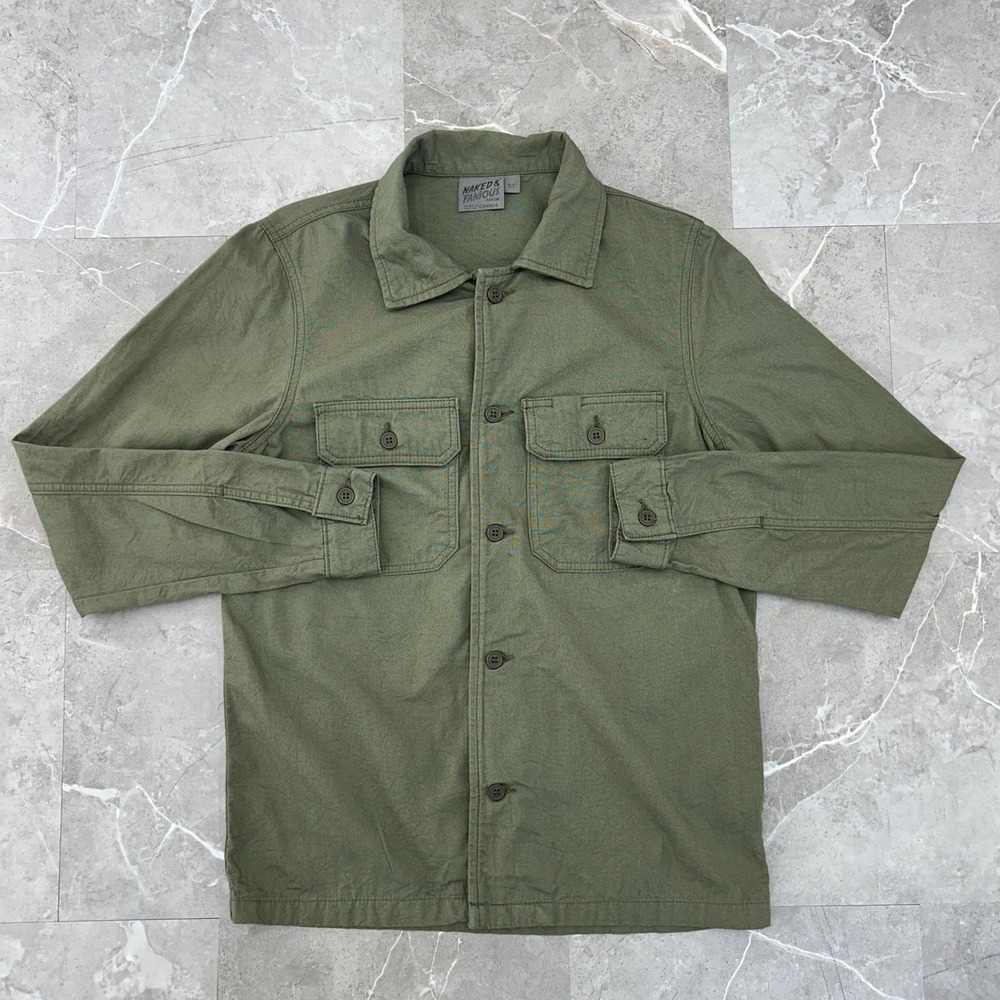 Naked Famous Canvas Oxford Work Shirt Mens Small Overshirt Fatigue Workwear
